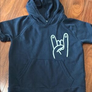Kids Navy Blue Hoodie with Hand Sign Design